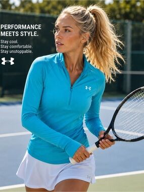 Under Armour Women's Teal Long-Sleeve Quarter-Zip Performance Top